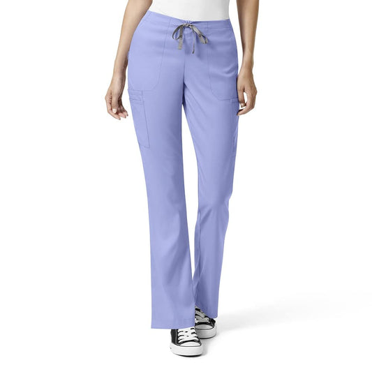 WonderWink Womens Moderate Flare Leg Cargo Medical Scrubs Pants, Ceil Blue, 2X US