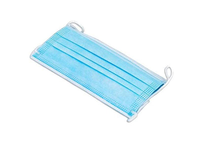 MAGID MM001 Disposable Face Masks with Adjustable Nose Clip, Triple-Layer Construction, Non-Woven Material, Blue