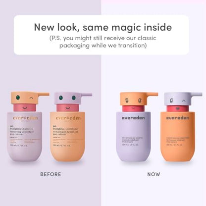 Evereden Kids Routine Bundle - Detangling Shampoo and Conditioner + Multi-Vitamin Face Wash and Face Cream for Kids 3+