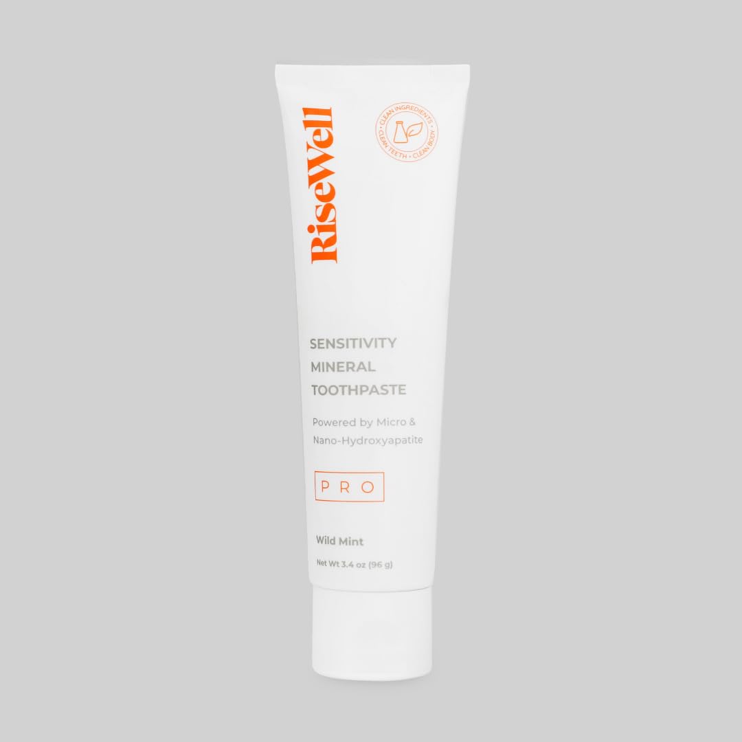RiseWell PRO Mineral Toothpaste - Micro & Nano Hydroxyapatite Toothpaste for Tooth Remineralization & Alleviate Sensitivity - No Added Fluoride, Safe to Swallow, Natural Teeth Whitening (Wild Mint)
