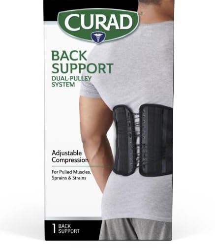 CURAD Back Support with Dual-Pulley System, Size L/XL, Retail Packaging