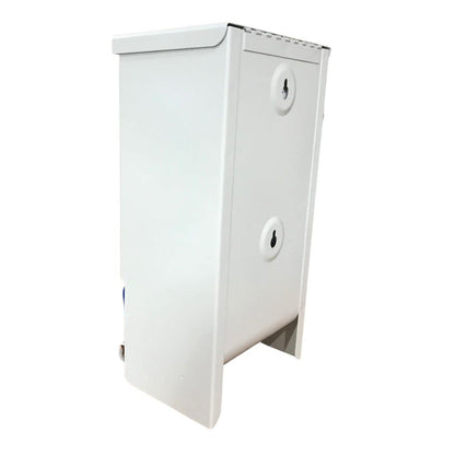 Tampon and pad Dispenser, Compact, Free Vending, White Steel Restroom Fixture