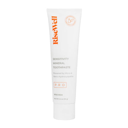 RiseWell PRO Mineral Toothpaste - Micro & Nano Hydroxyapatite Toothpaste for Tooth Remineralization & Alleviate Sensitivity - No Added Fluoride, Safe to Swallow, Natural Teeth Whitening (Wild Mint)