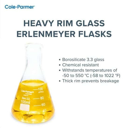 Cole-Parmer Laboratory Grade Glass Erlenmeyer Flask, 2000 mL