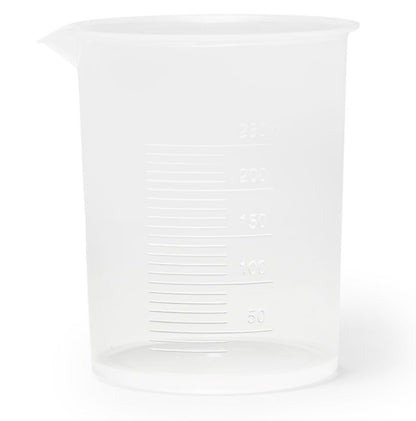 United Scientific™ BP0250 Plastic Beaker, 250mL (8oz) - Polypropylene Plastic - Molded Graduations, Tapered Spout - Pack of 6