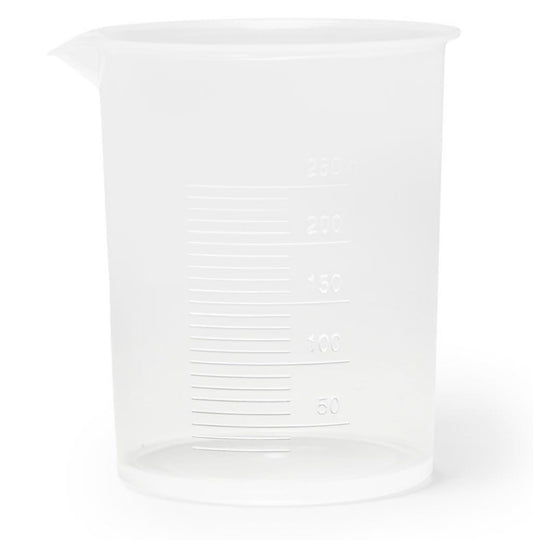 United Scientific™ BP0250 Plastic Beaker, 250mL (8oz) - Polypropylene Plastic - Molded Graduations, Tapered Spout - Pack of 6
