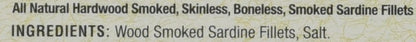 Bar Harbor Skinless & Boneless Smoked Sardine Fillets, 6.7 oz (190g) | Naturally Wood Smoked | Excellent Source of Protein | EZ-Open BPA-NI Can | Product of Latvia