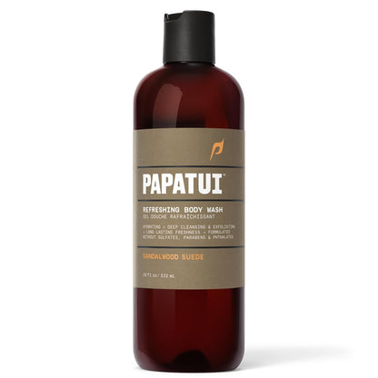 PAPATUI by Dwayne Johnson Refreshing Body Wash for Men | Exfoliating, Hydrating & Made with Coconut Oil | Sandalwood Suede | 18 oz (Pack of 3)