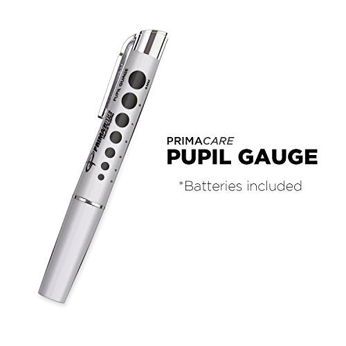 Primacare DL-9325 LED Diagnostic Penlight with Imprinted Pupil Gauge, Reusable and Lightweight Medical Pen Light for Nurse, Student, Doctors EMT, Batteries Included, White