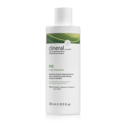 AHAVA Clineral Pso Scalp Shampoo - Rich & gentle shampoo to reduce scalp irritations, alleviates dryness, cleanses the hair, hydrates & softens the scalp, with Osmoter, Zinc & Hippophae Oil, 8.5 Fl.Oz