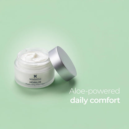 Sesderma Hidraloe Moisturizing Facial Cream with Aloe Vera & Shea Butter – Daily Hydration & Soothing Moisturizer for Sensitive & Dry Skin | 1.7 fl oz