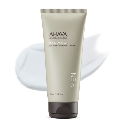AHAVA Men's Foam-Free Shaving Cream - Foamless Silky Shaving Cream, Closer Shaving, Soothes & Softens, enriched with Osmoter & G-Force: Ginger Root, Ginseng, Ginkgo Biloba & Green Tea, 6.8 Fl.Oz