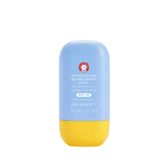 First Aid Beauty - Hydrating Sunscreen Milk with Colloidal Oatmeal, Broad Spectrum SPF 45, Non-comedogenic SPF Formula Helps Nourish Skin with Organic UV Filters & Glycerin, 24-hour Hydration, 1.7 oz | Non-comedogenic, SPF Formula, Helps Nourish Skin