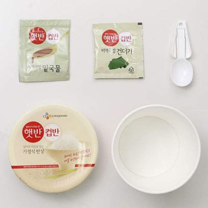Cupbahn Korean Pre-Cooked Meal with White Rice - 25 Taste by Hetbahn 컵반 햇반 (Seaweed Soup, 4 Bowls)