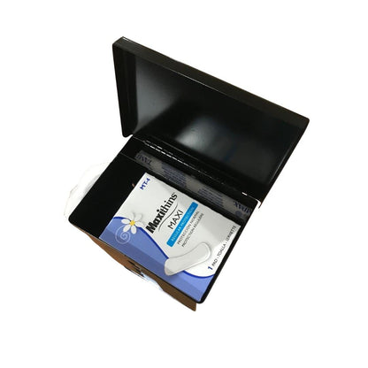 Sanitary Napkin and Tampon Dispenser, pre-Filled - Compact Version, SD7000BK-PF Free Vending Black Metal