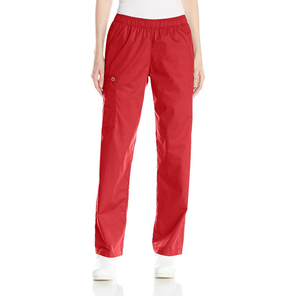 WonderWink Women's Pull-On Cargo Pant, Red, 3X-Large