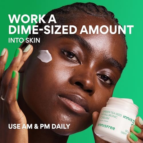 innisfree Green Tea Seed Hyaluronic Acid Cream with Skin Barrier Boosting Complex & Ceramide, Hydrating Korean Face Moisturizer Available in Sets & Jumbo