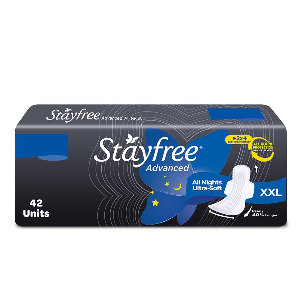 Stayfree Advanced XXL | 42 Pads | All Night Ultra Comfort Sanitary Pads for Women |