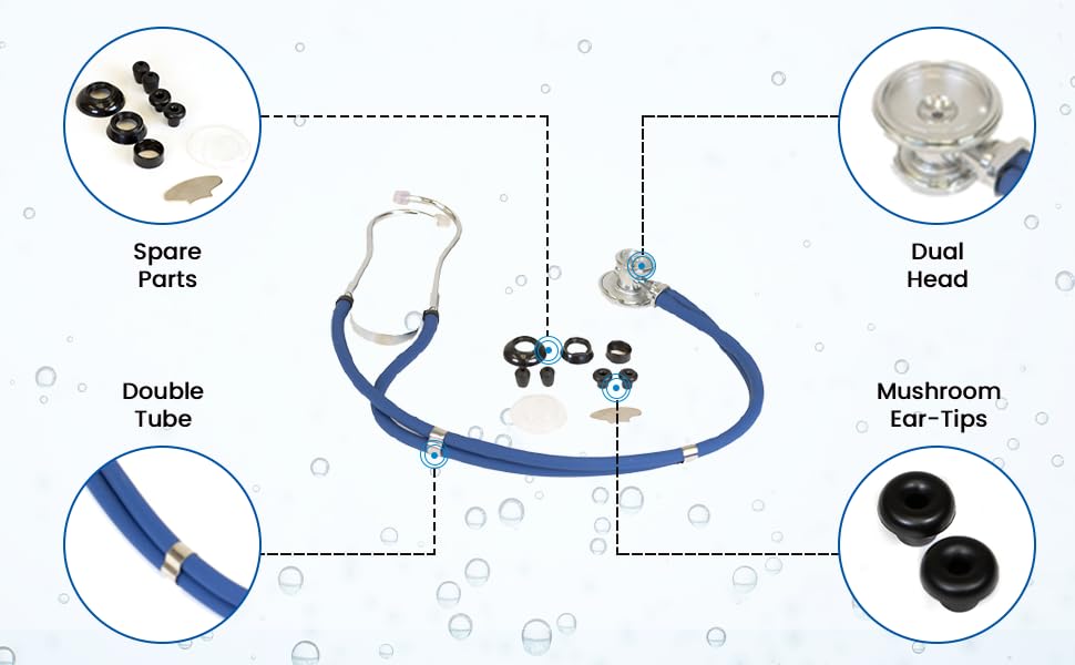 Primacare CSDS-9295-BL Sprague Rappaport Stethoscope, 30 in., Blue (Pack of 25)