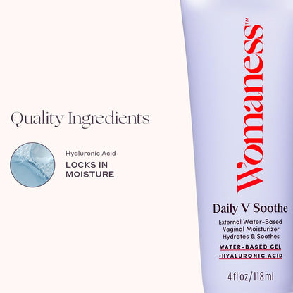Womaness Daily V Soothe - Vaginal Moisturizer for Vaginal Dryness & Moisture - External Hyaluronic Acid Gel for Vaginal Wetness - Silicone-Free, Estrogen & Hormone-Free Vaginal Health Support - 4oz