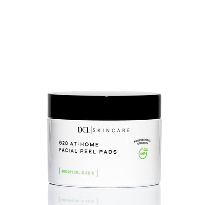 DCL Skincare G20 Glycolic Acid Exfoliating Pads with 20% Glycolic Acid – Skin-Smoothing & Hydrating, 50 Pads