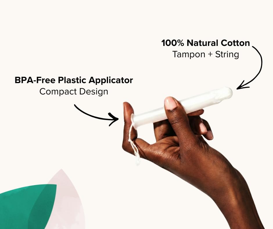 Veeda 100% Natural Cotton Tampons - Super Absorbency with Leak Proof Protection - Compact BPA-Free Applicator - Unscented & Free from Chlorine, Toxin - 384 Count