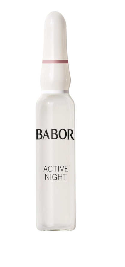 BABOR Active Night Ampoule Serum Concentrates, Hyaluronic Acid Serum, Hydrating Night Treatment, for Dry and Damaged Skin, Vegan, 0.28 oz.