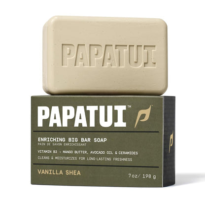 PAPATUI by Dwayne Johnson Enriching Bar Soap for Men | Hydrating Daily cleanser | Moisturizes with Mango Butter and Avocado Oil | Vanilla Shea | 7oz