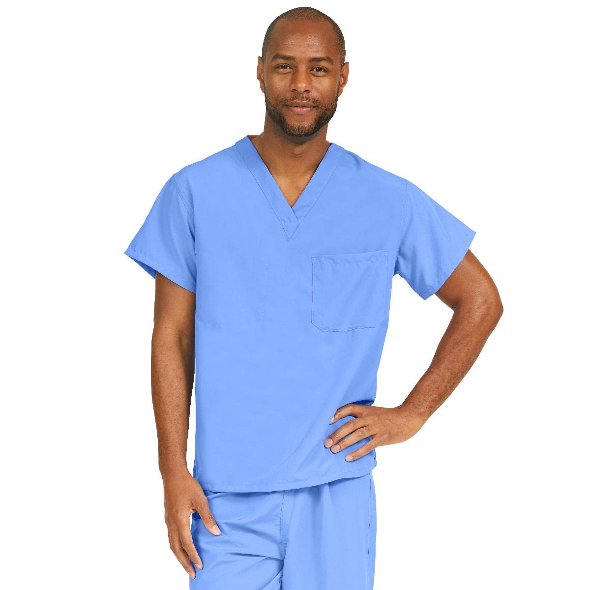 Medline PerforMAX Unisex Reversible Scrub Top, MDL-CC, Large, Ceil Blue
