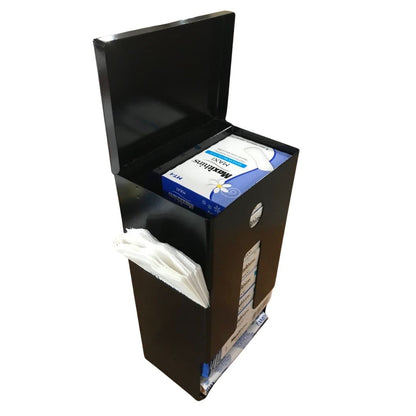Sanitary Napkin and Tampon Dispenser, pre-Filled - Compact Version, SD7000BK-PF Free Vending Black Metal