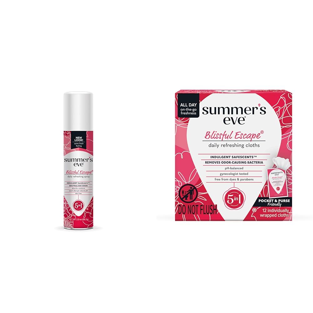 Summer's Eve Blissful Escape Feminine Spray 2 oz and Wipes 12 Count