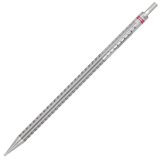 Globe Scientific 1782 Polystyrene Serological Pipette, Standard Tip, Sterile, Red Striped, 25ml Capacity, 345mm Length, Pack of 100