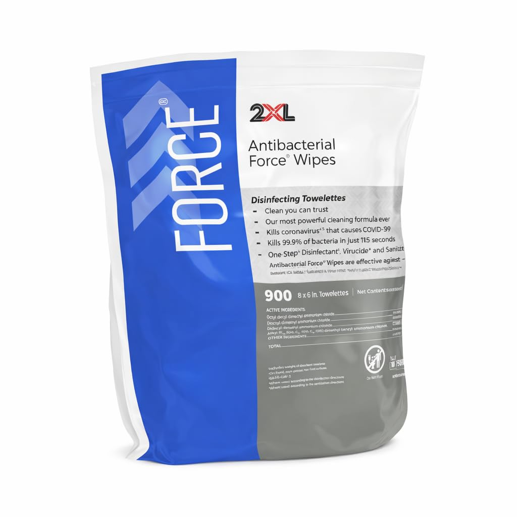 2XL Antibacterial Force Disinfecting Wipes – Bucket Refill Cleaning Wipe, 6" x 8", White – EPA Registered