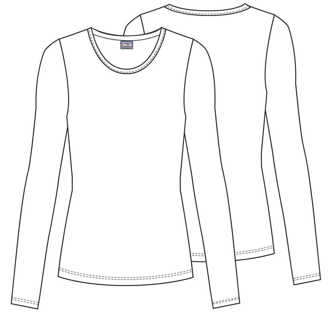 Cherokee Long Sleeve Underscrub for Women Modern Classic fit Soft Crew Neck Knit Tee with 2-Way Stretch - 4881