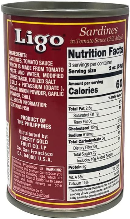Sardines in Tomato Sauce with Chili Added (Spicy) - 5.5oz by Ligo