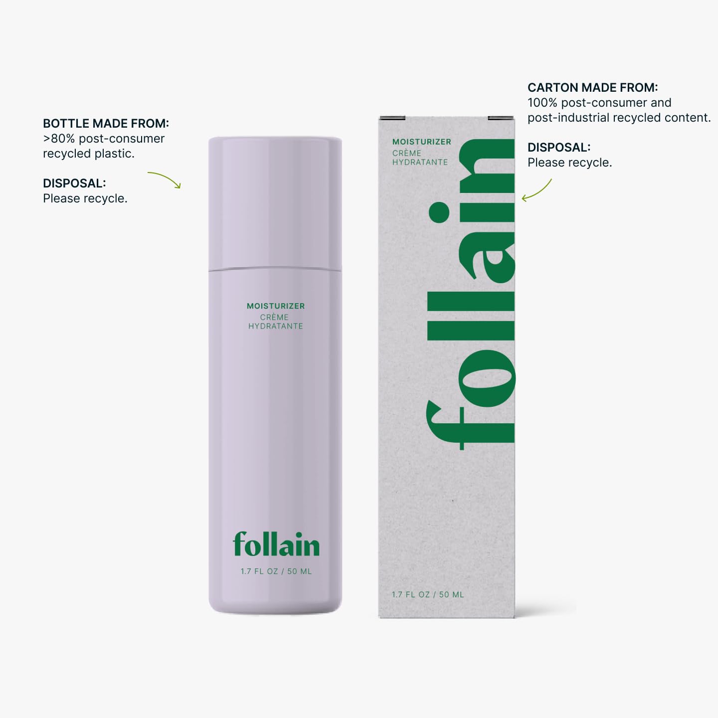 Follain Lightweight Daily Moisturizer for All Skin Types | Hyaluronic Acid, Peptides, Retinol-Alternative Bakuchiol - Deeply Hydrates + Visibly Plumps Skin - Clean Beauty, Vegan & Cruelty-Free