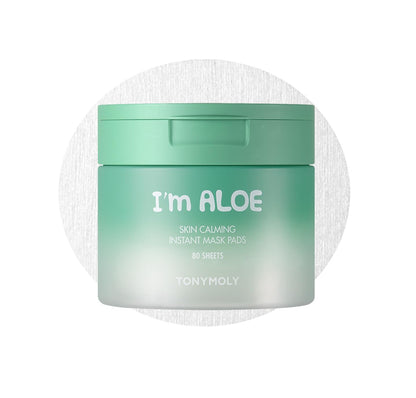 TONYMOLY I’m Aloe Skin Calming Mask Pads 80 Biodegradable Sheets for Sensitive, Dry Skin Hydrating, Moisturizing, Soothing Korean Skincare