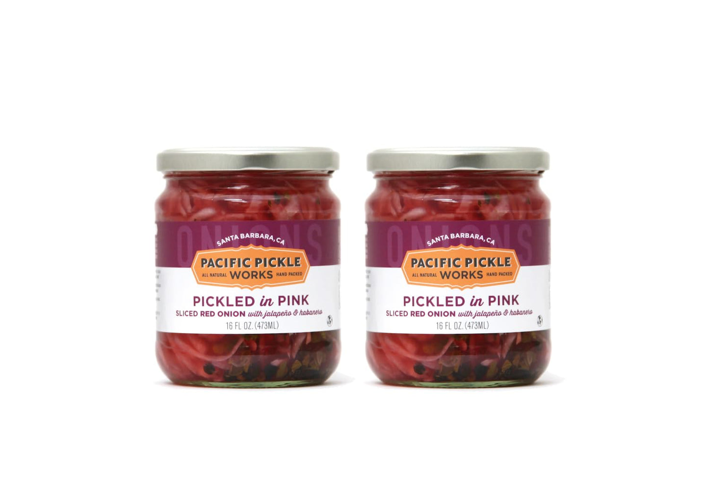 Pacific Pickle Works, Pickled in Pink - Pickled Sliced Red Onions, 16 Fl Oz (Pack of 2)