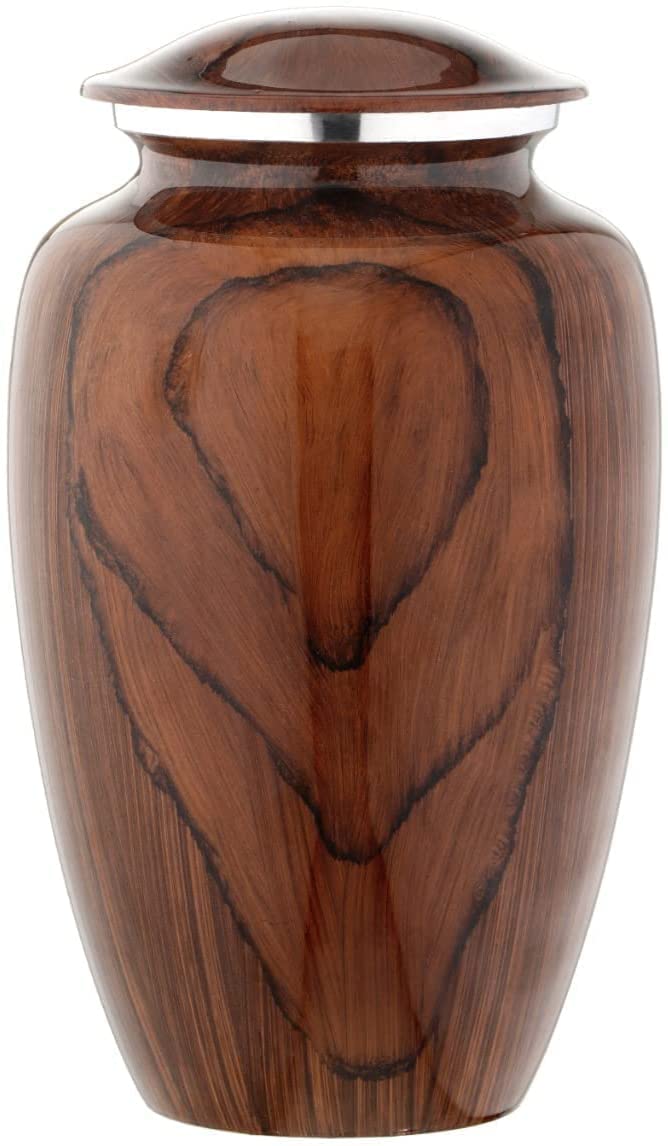 Bold & Divine Wood Grain Cremation Urn for Human Ashes - Elegant Large Memorial Cremation Urn for Human Ashes - Perfect Tribute for Loved Ones - Male Female Man or Woman (Red Cherry Wood, Large)