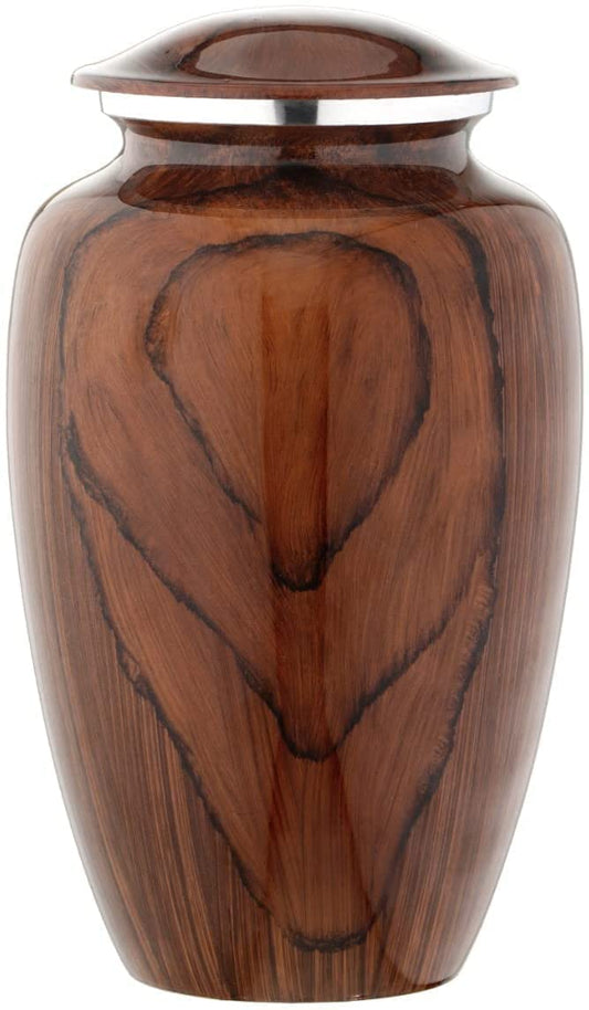 Bold & Divine Wood Grain Cremation Urn for Human Ashes - Elegant Large Memorial Cremation Urn for Human Ashes - Perfect Tribute for Loved Ones - Male Female Man or Woman (Red Cherry Wood, Large)