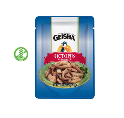 GEISHA Octopus in Soybean Oil 3.53oz (Pack of 24), Octopus | Zero Sat &Trans Fat – Wild caught – No Preservatives & Food Additives - Gluten Free – Good Source of Protein – Less than 100 Kcal per container