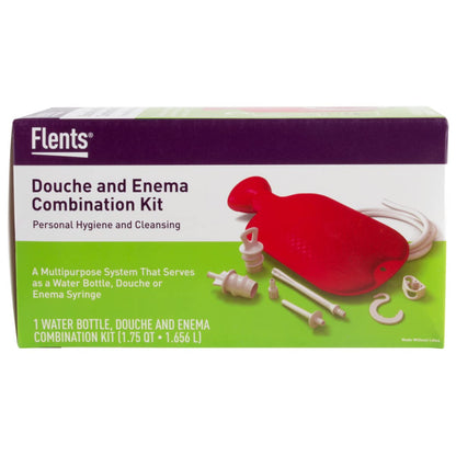 Flents Douche and Enema Combination Kit for Men and Women, Large Capacity, Multipurpose Cleaning System for Personal Hygiene, Colon Detox Cleanse, Made with Comfortable Material, Red (1.66 L)