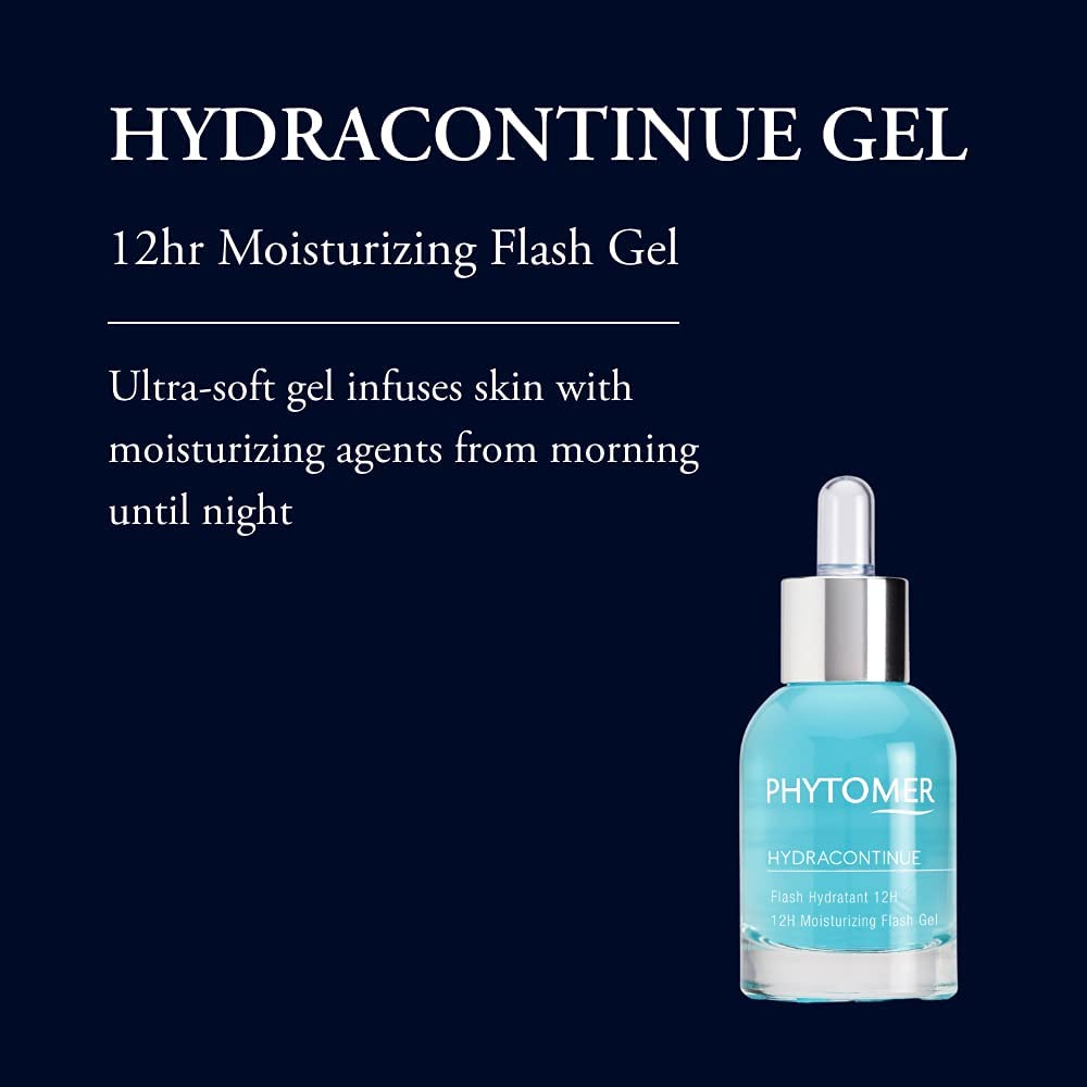 Phytomer HYDRACONTINUE Face Moisturizing Gel | 12 hour Skin Hydrating Gel | Immediate & Long Lasting Hydration | Refreshing, Restoring Face Moisturizer for Dry Skin | 30ml