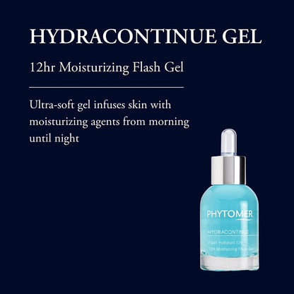 Phytomer HYDRACONTINUE Face Moisturizing Gel | 12 hour Skin Hydrating Gel | Immediate & Long Lasting Hydration | Refreshing, Restoring Face Moisturizer for Dry Skin | 30ml