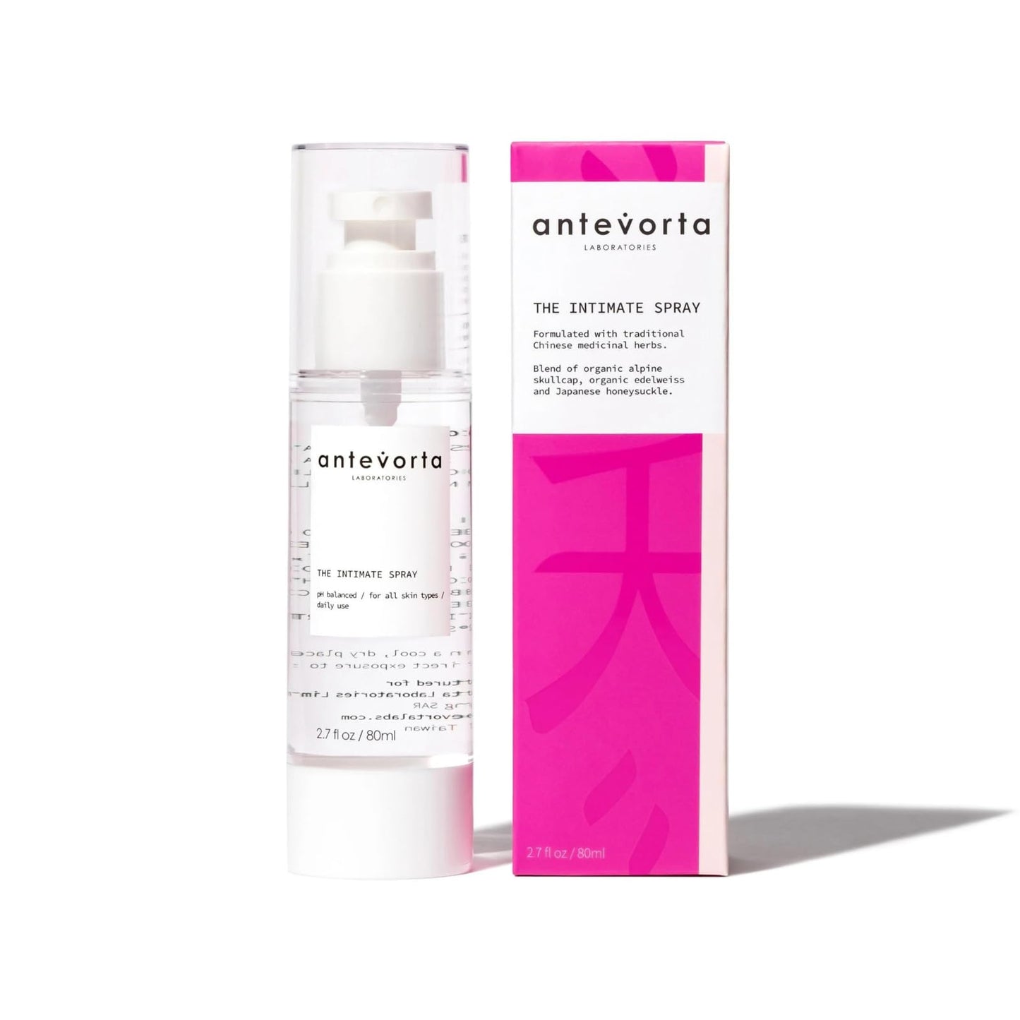 Antevorta The Intimate Spray Moisturizing & Hydrating for Dryness, Odor, Itching, Neutralizes Odor, Irritability With Organic Alpine Skullcap, Edelweiss 2.7oz