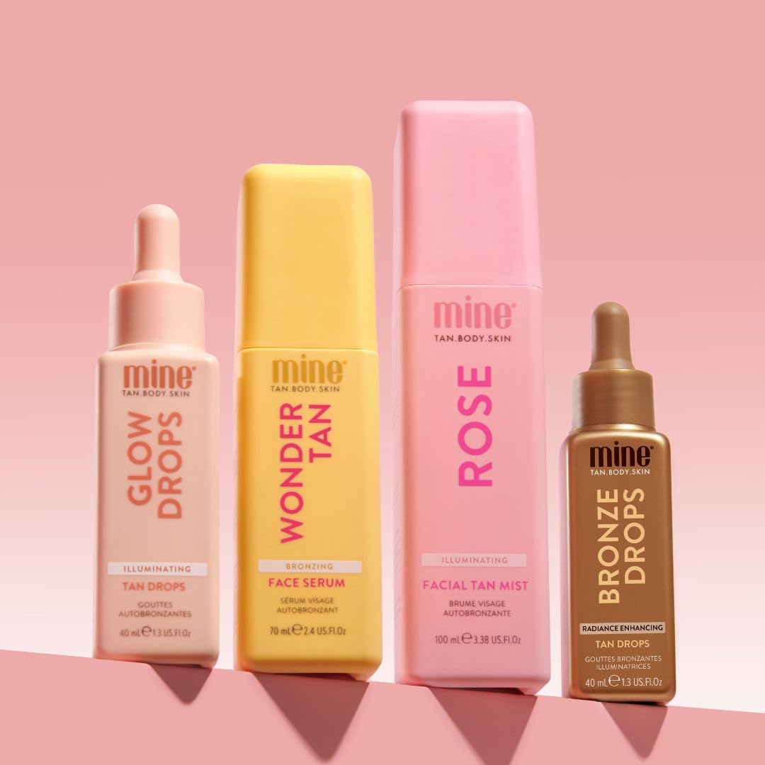 Minetan Bronzing Tan Drops | Radiance Enhancing Bronze Facial Self Tanning Serum - Daily Tanner Boosting Drops, Face & Body, Infused wtih Vitamin C, Hydrating, Radiant Skin Finish, 1.3 Fl Oz
