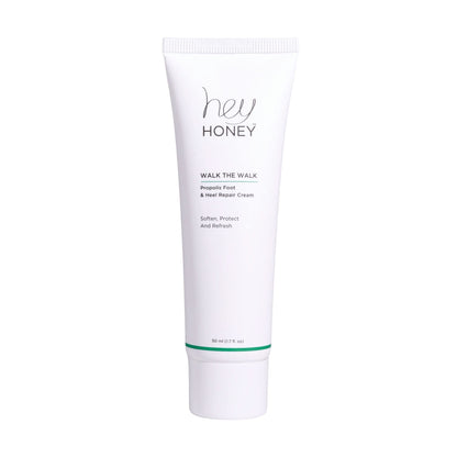 Hey Honey 4pc Set: Love Your Body Lotion, Walk The Walk Foot Cream, Hands On Honey Hand Cream, Eco Makeup Bag. Perfect for Valentine's, Xmas, Birthdays