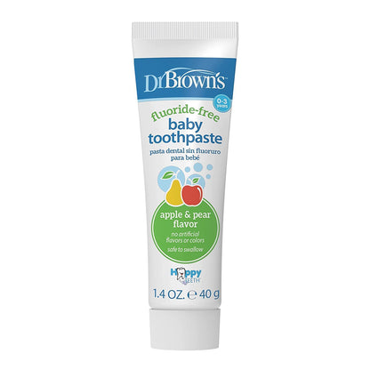 Dr. Brown's Fluoride-Free Baby Toothpaste, Infant and Toddler Oral Care, 1.4oz/40g, 0-3 Years, Apple Pear, 3-Pack