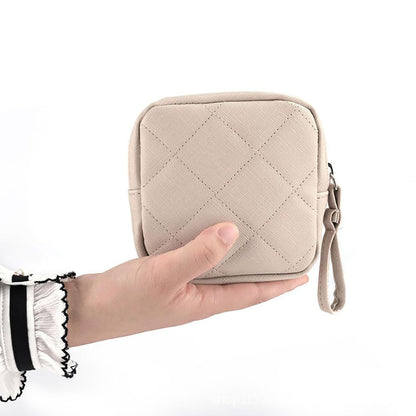 GSHLLO PU Leather Sanitary Napkin Storage Pouch Small Menstrual Period Bag Feminine Product Bag Womens Tampon Bag Cosmetic Pouch for Girls Ladies Gray