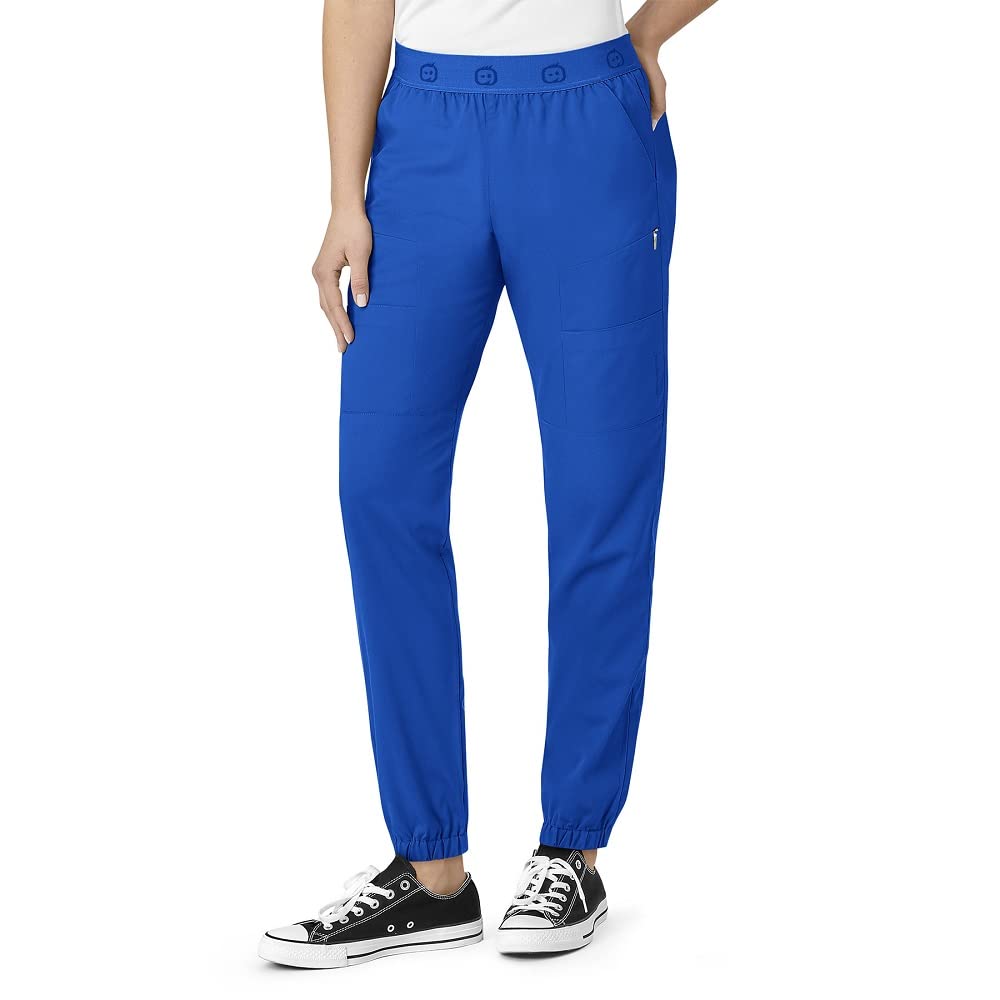 WonderWink Womens Slim Cargo Jogger Medical Scrubs Pants, Royal, Large Petite US